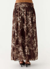 Hot Like Me Maxi Skirt - Espresso Meadow