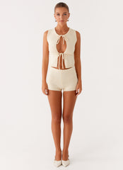 Ownley Sequin Knit Shorts - Ivory