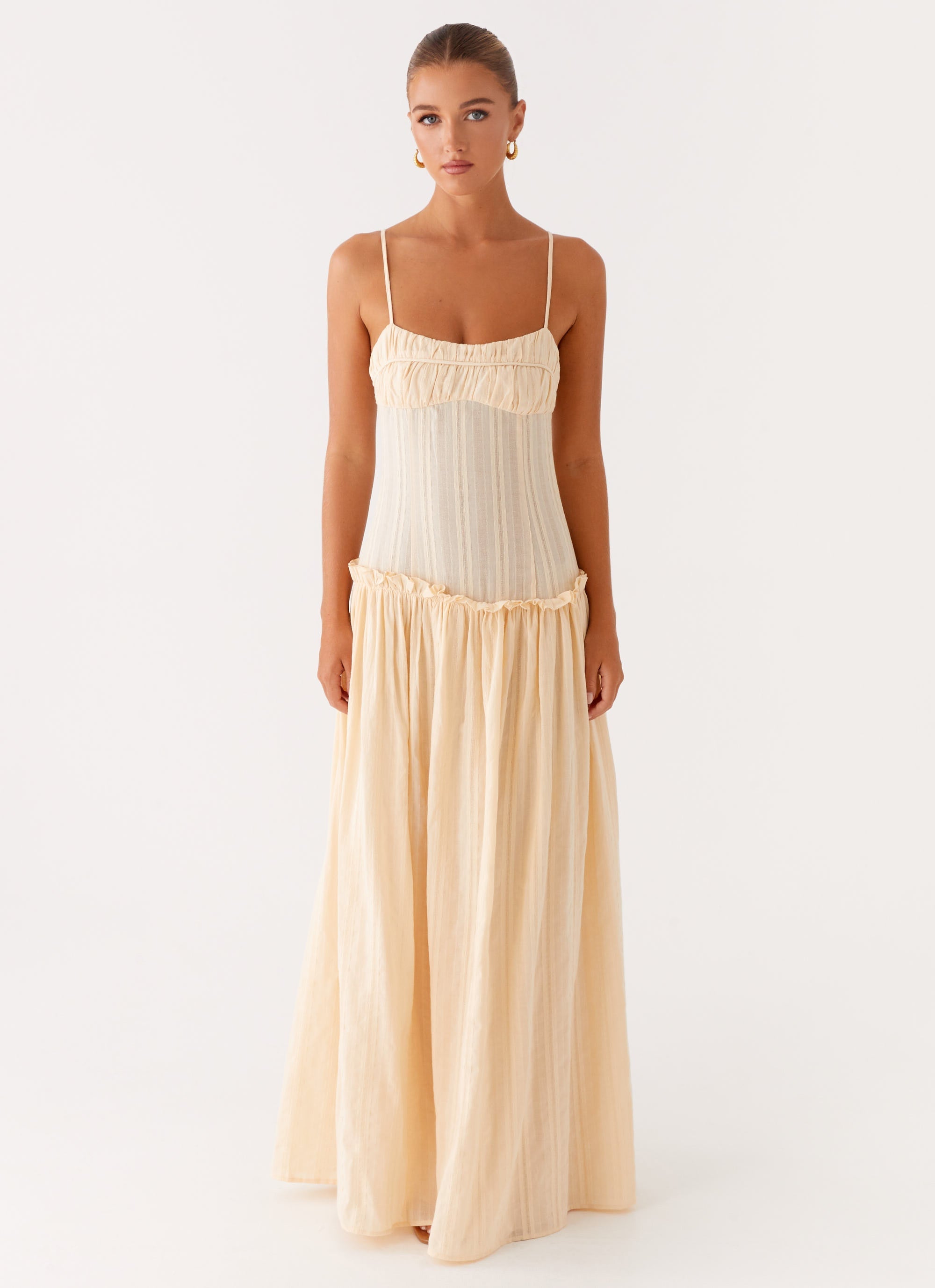 Jacinda Drop Waist Maxi Dress - Cream