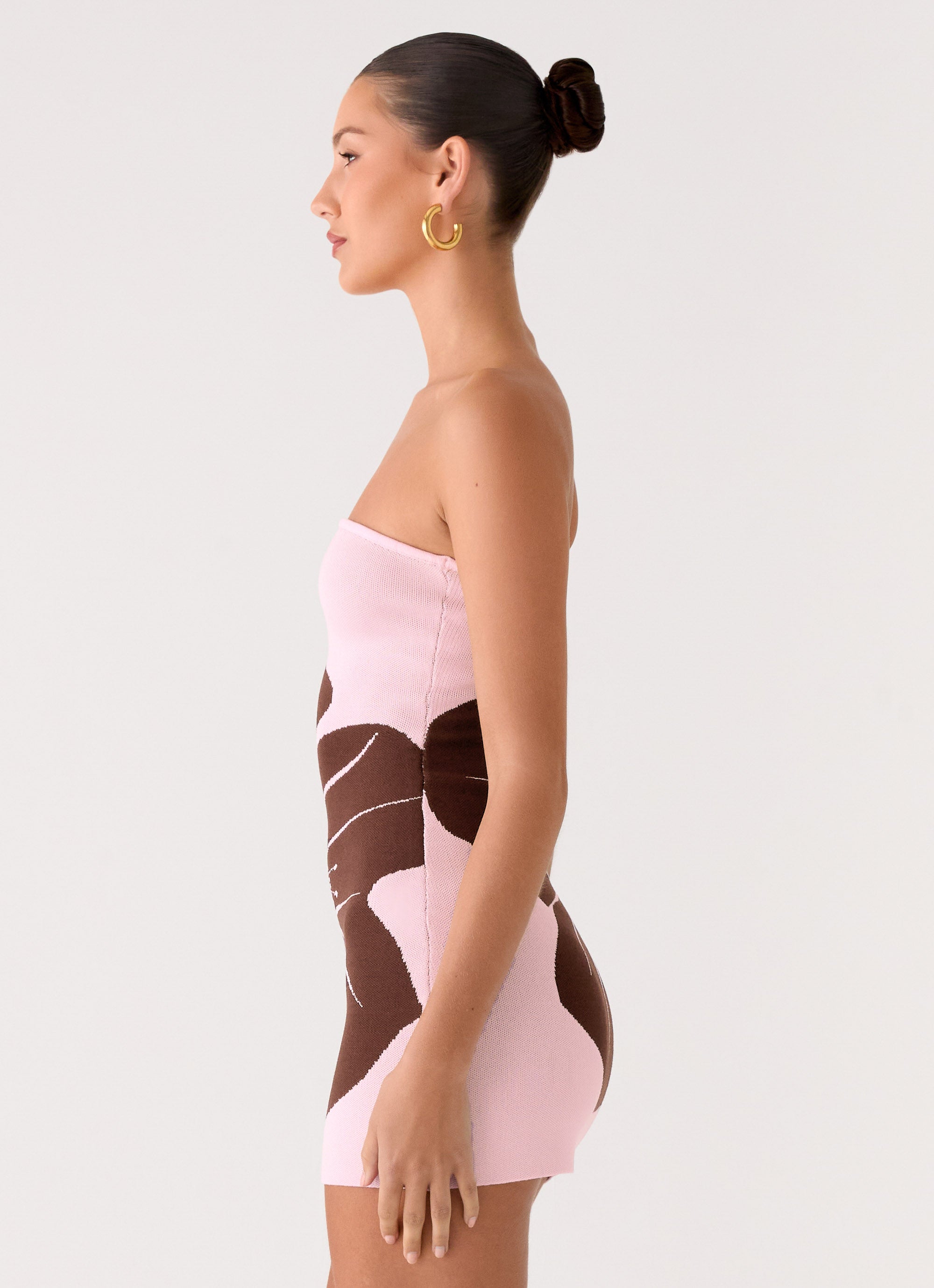 Kader Strapless Knit Mini Dress - Espresso Meadow