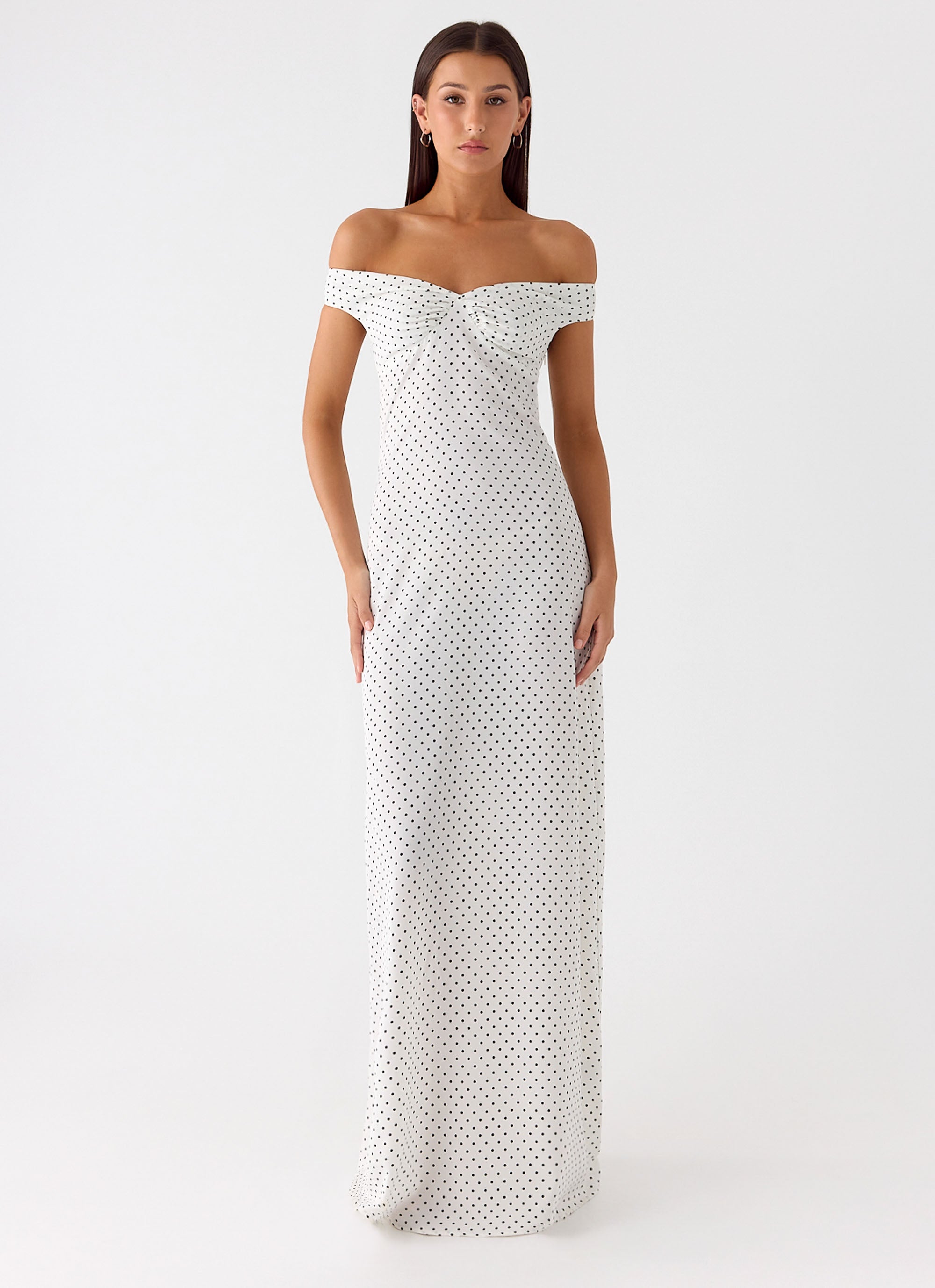 Melany Maxi Dress - White Polkadot